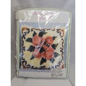 Vintage Floral Latch Hook Pillow Kit Hampton Direct Complete Unopened Taiwan